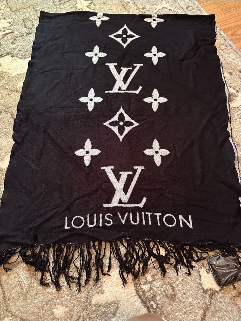 Louis Vuitton Black Scarf with white Accent